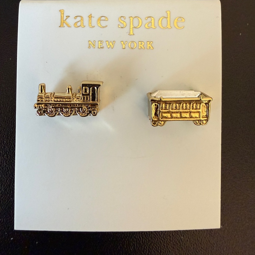 Kate Spade Gold Train and Carriage Earrings